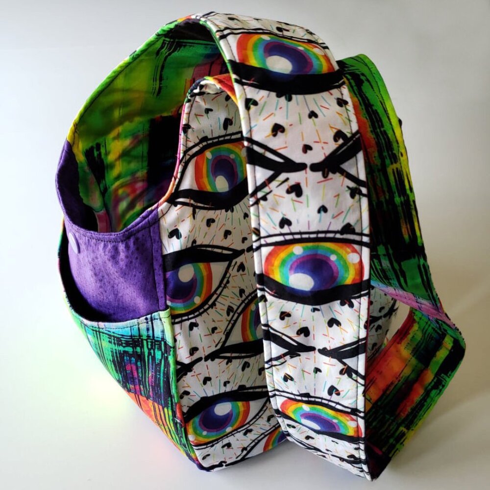 NEW Rainbow Eyes + Hearts Colorful Pride Grid Sling Bag Shoulder Purse